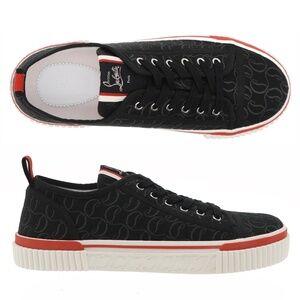 Christian Louboutin Pedro Junior Flat Sneakers Black Jacquard Size 10 US New